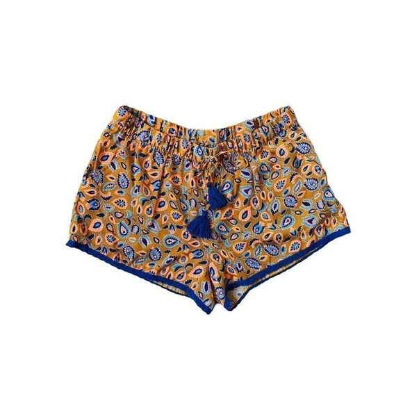 Aerie Mustard Paisley Print Shorts sz L - Picture 1 of 9